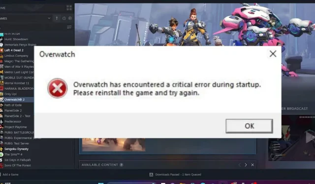 Overwatch 2 Startup Issues: Fixing “Critical Error During Startup” and Its Causes