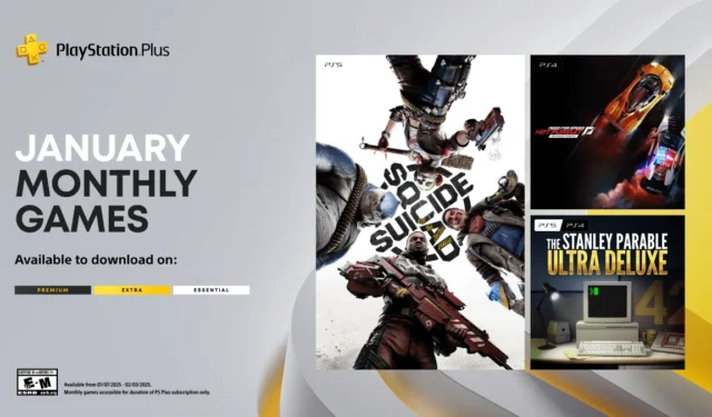 PlayStation Plus January 2025 Monthly Games Featuring Suicide Squad
