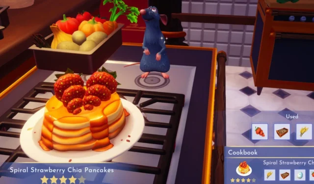 Disney Dreamlight Valley Recipe: Making Spiral Strawberry Chia Pancakes